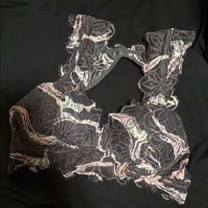 Lace Bralette in Black and Pink